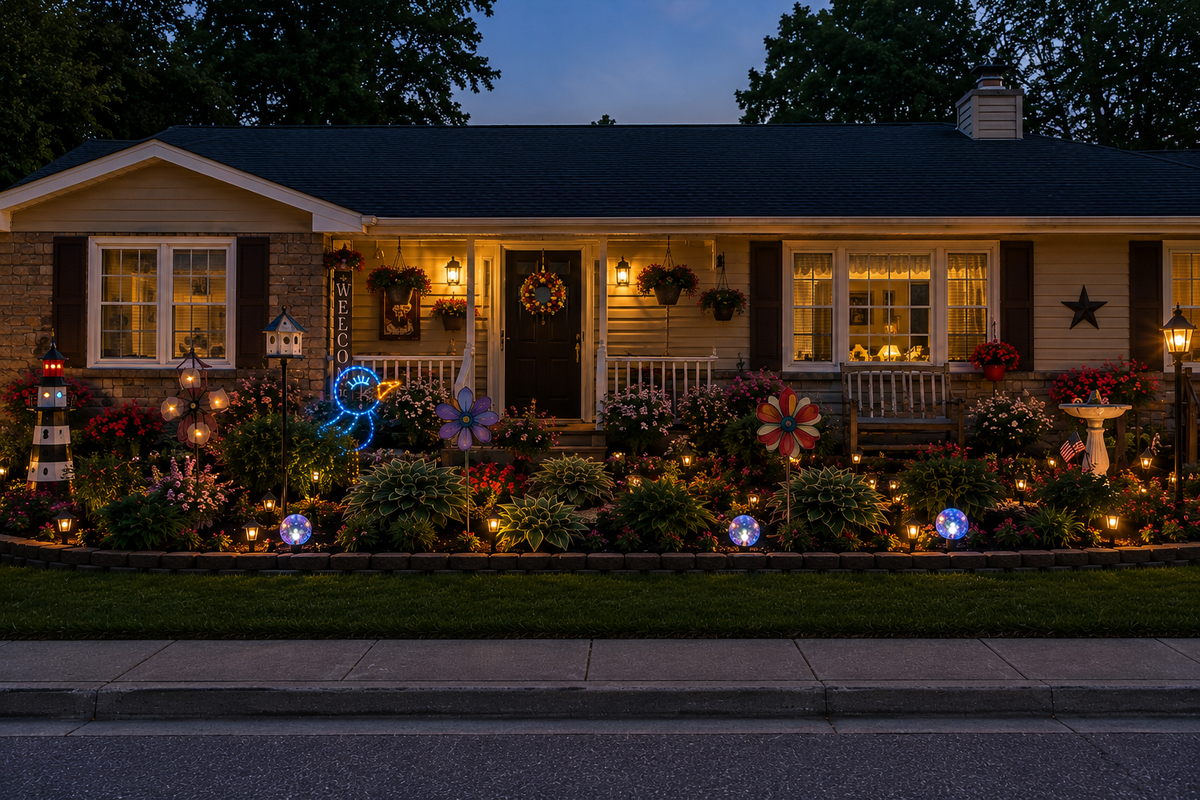 Handcrafted LED Blue Bird Yard Art