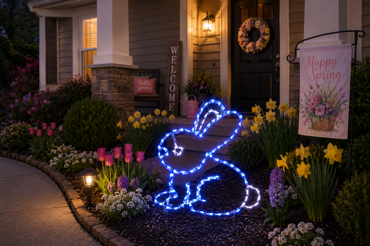 Handcrafted LED Bunny Yard Art