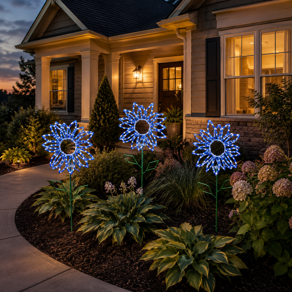 Handcrafted LED Flower Yard Art