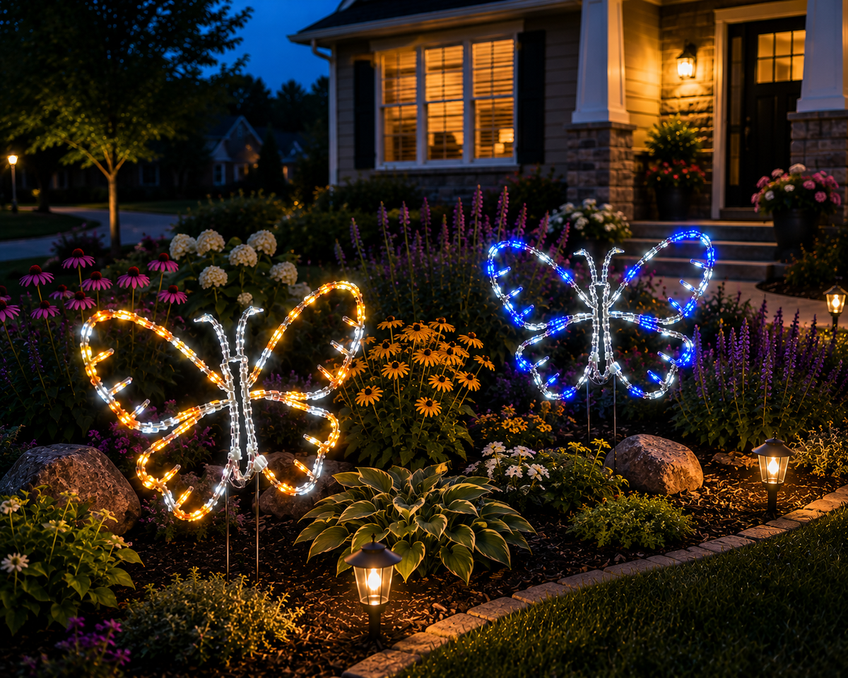 Handcrafted LED Butterfly Yard Art | Outdoor Metal Garden Decor | Made in Wisconsin