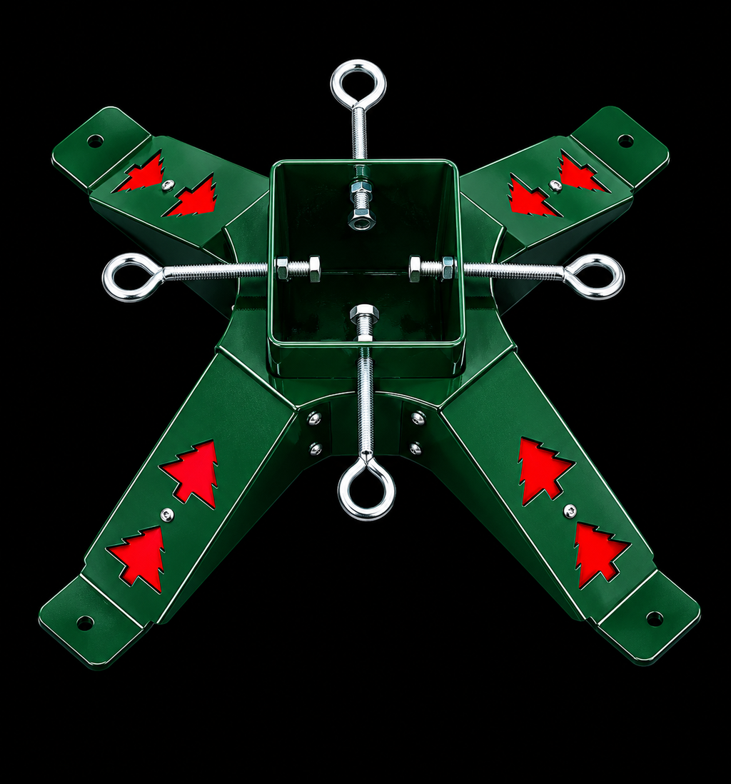 6 Inch Diameter Green Christmas Tree Stand with Red Inserts