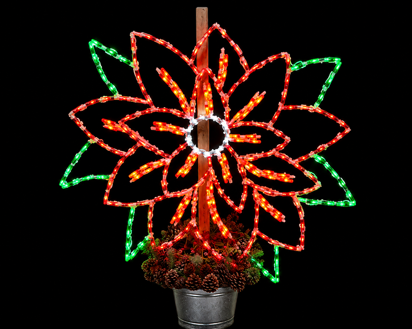 Handcrafted LED Poinsettia Yard Art