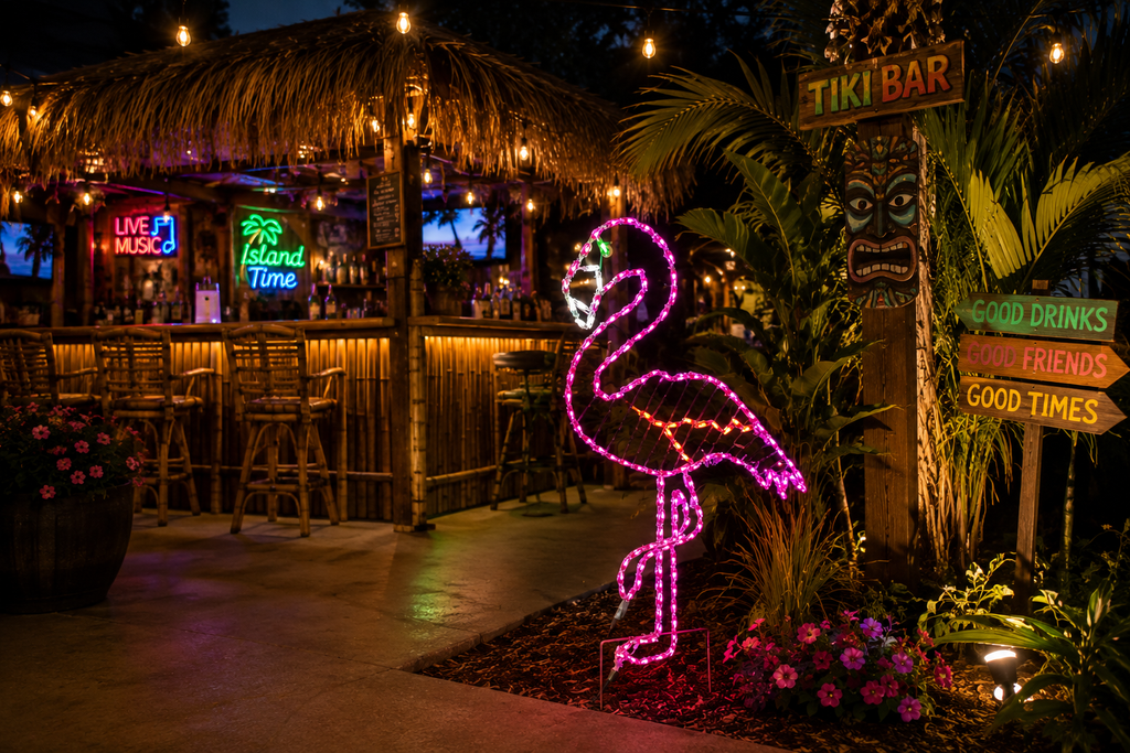 Handcrafted LED Flamingo Yard Art