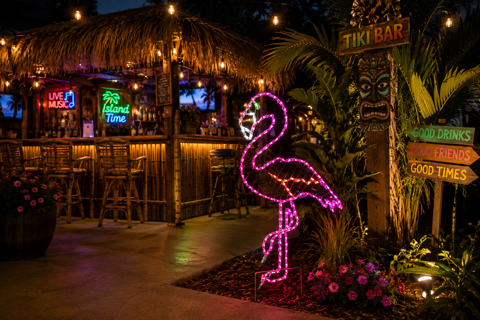 Handcrafted LED Flamingo Yard Art