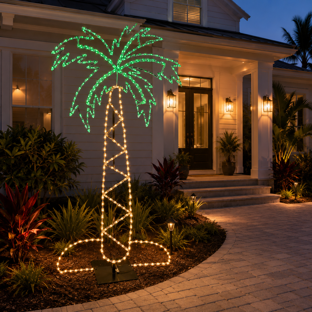 Handcrafted LED Palm Tree Yard Art