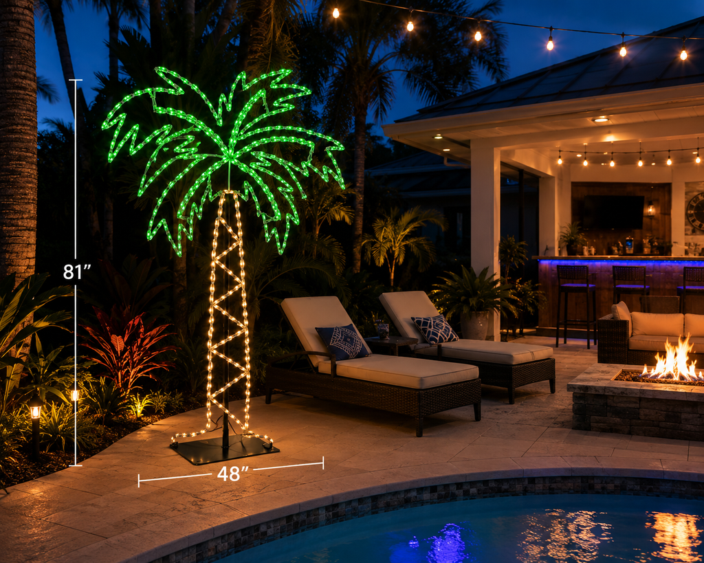 Handcrafted LED Palm Tree Yard Art