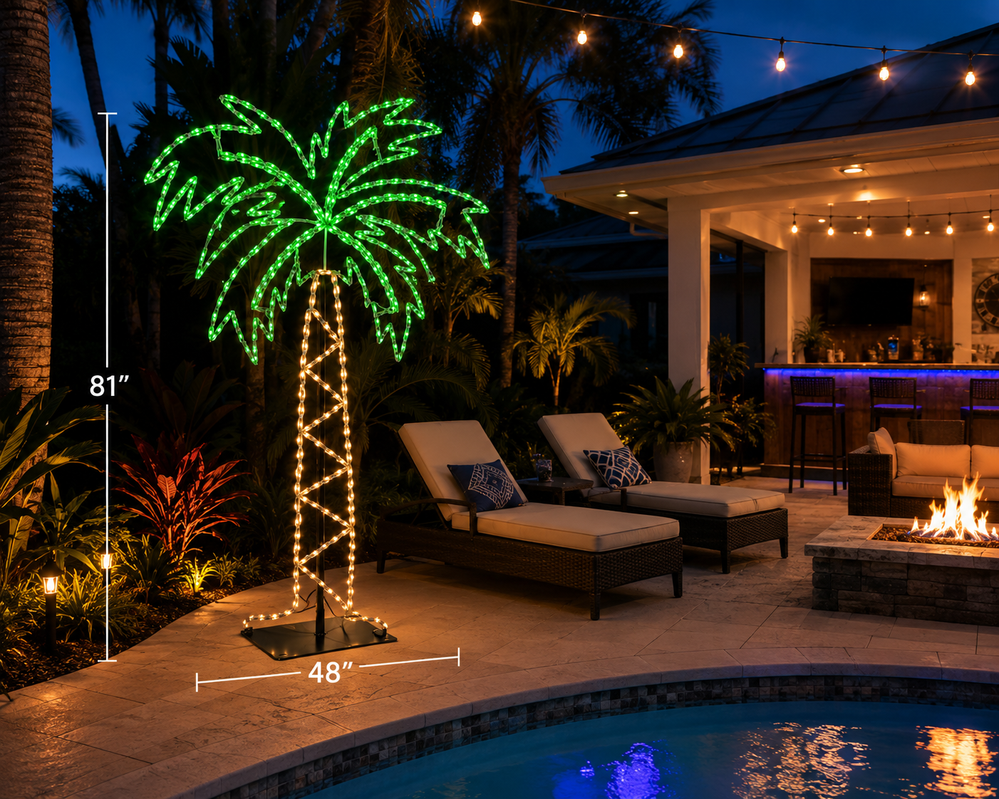 Handcrafted LED Palm Tree Yard Art