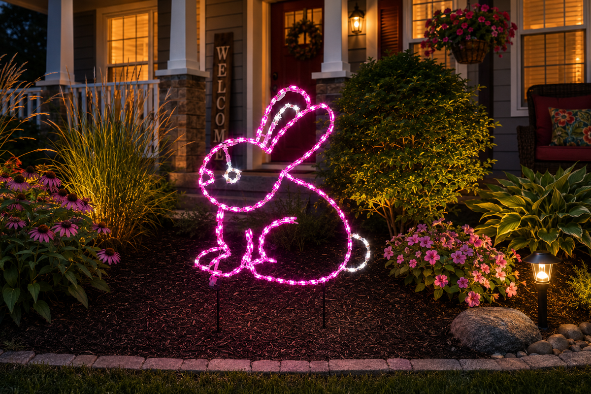 Handcrafted LED Bunny Yard Art
