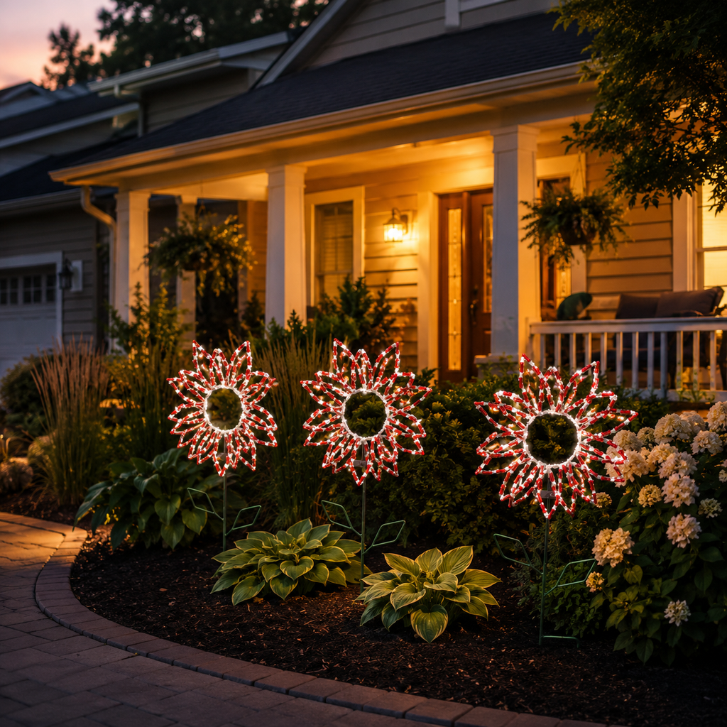 Handcrafted LED Flower Yard Art