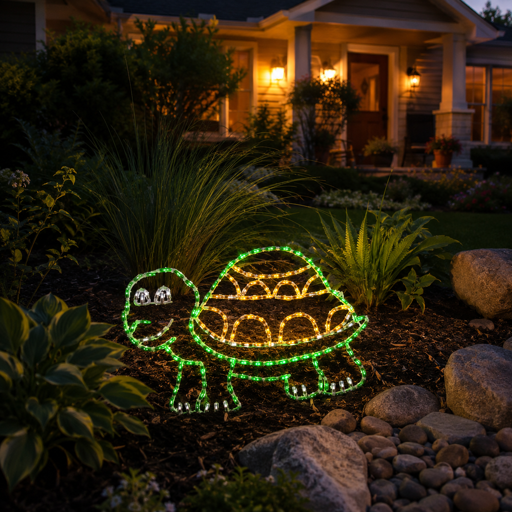 Handcrafted LED Turtle Yard Art