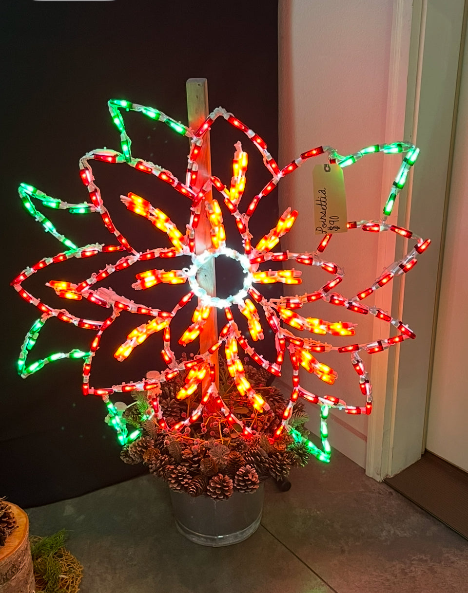 LED Poinsettia Yard Art
